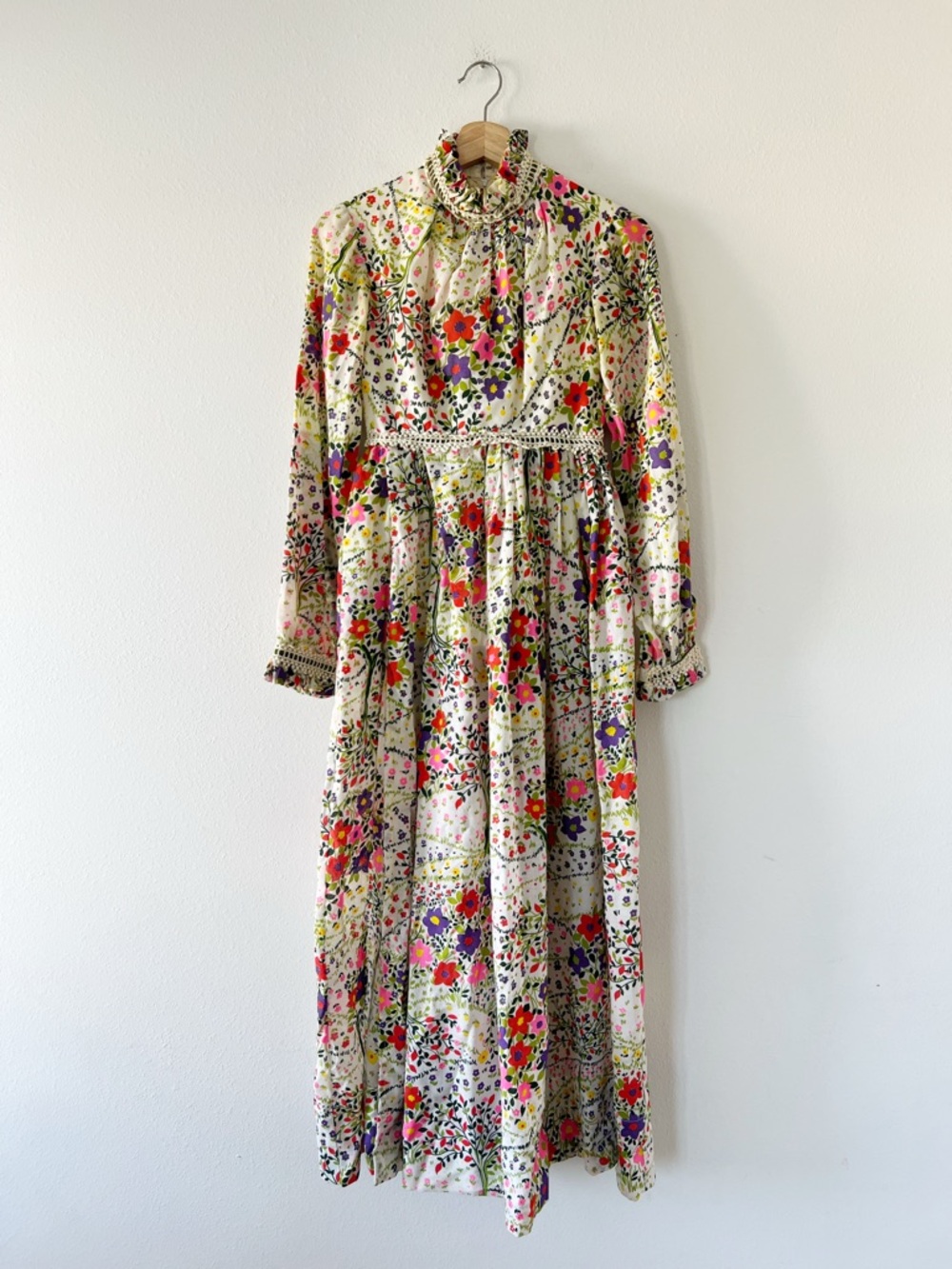 VINTAGE | Handmade 60s/70s Prairie Floral Dress | XS